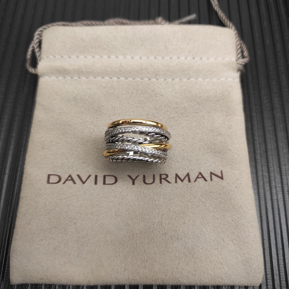 ✨David Yurman Two-Tone Cable Stack Ring — Gold & Silver